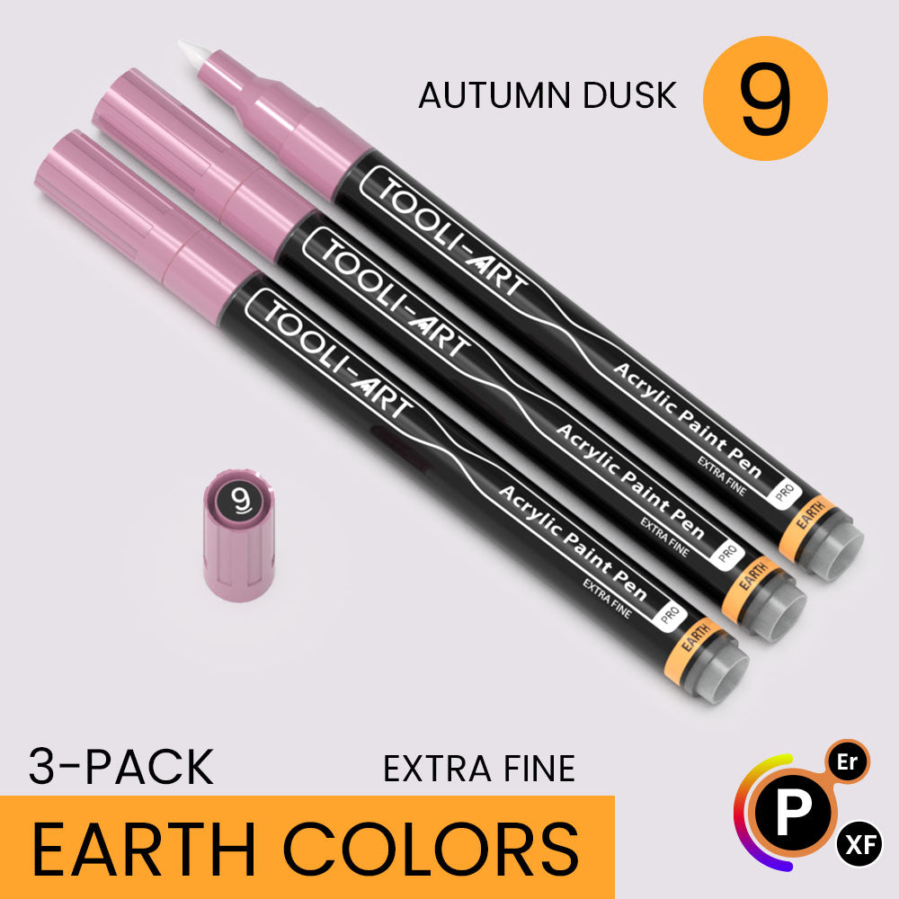 EARTH & SKIN Acrylic Paint Pens 0.7mm EXTRA FINE Tip: 3-Pack, Your Choice of Any 1 Color