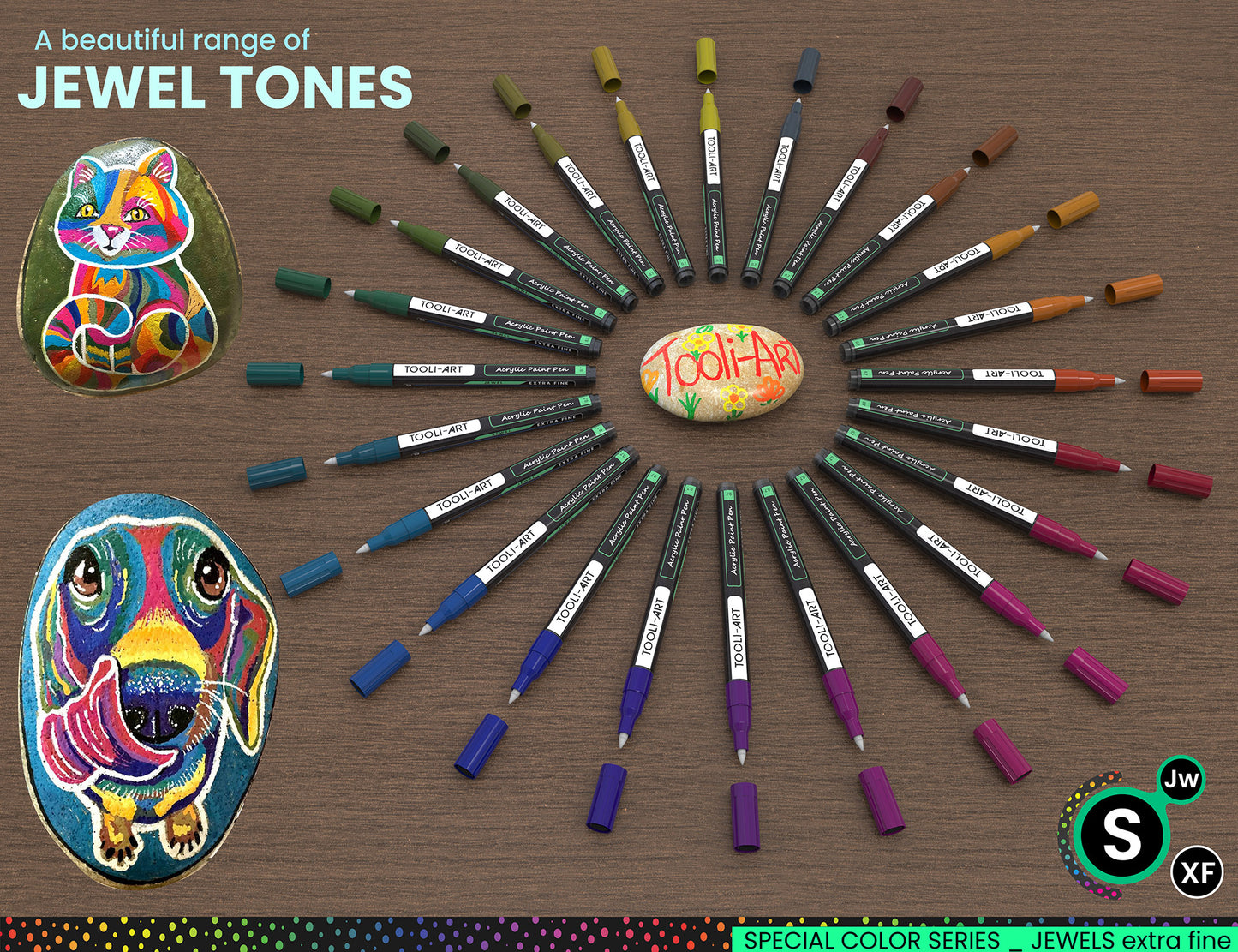 24 Jewel Dark Tones Acrylic Paint Pens Special Color Series Markers Set (0.7mm EXTRA FINE)