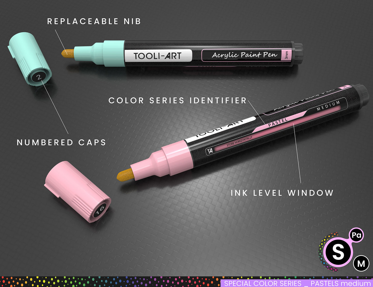 24 Pastel Acrylic Paint Pens Special Color Series Markers Set (3mm MEDIUM)