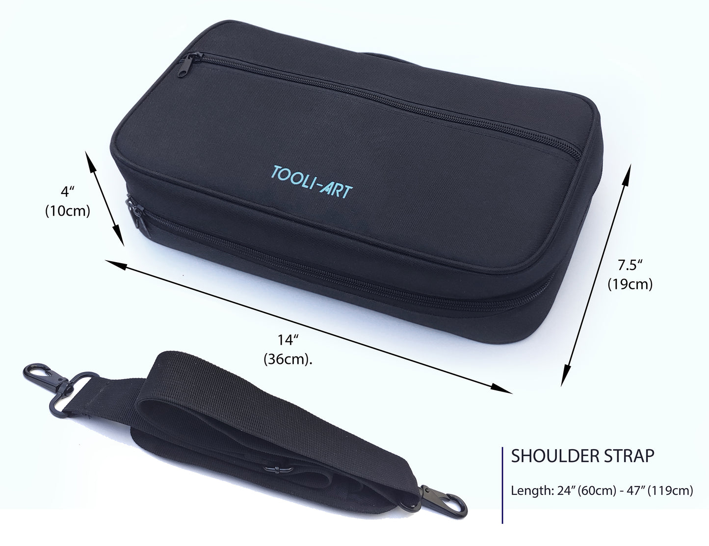 TOOLI-ART Marker & Pen Carrying Case -120 Slots, Black Canvas, Trolley Sleeve