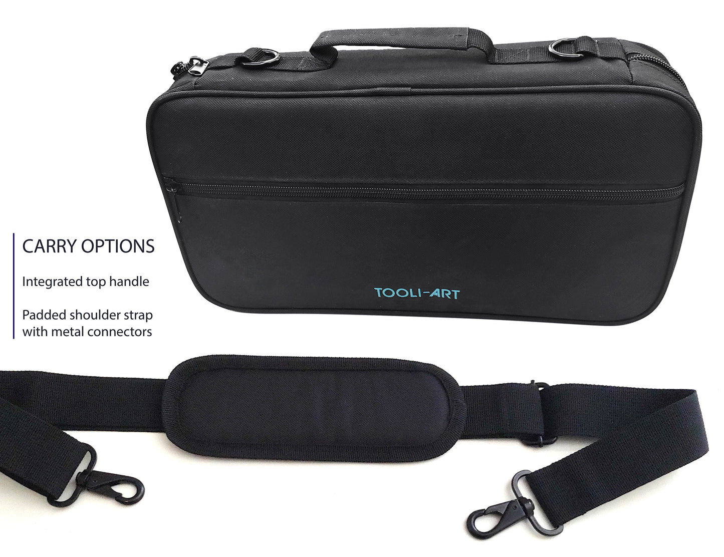TOOLI-ART Marker & Pen Carrying Case -120 Slots, Black Canvas, Trolley Sleeve