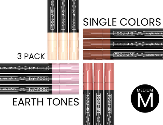 EARTH TONES Acrylic Paint Pens 3.0mm MEDIUM Tip: 3-Pack, Your Choice of Any 1 Color