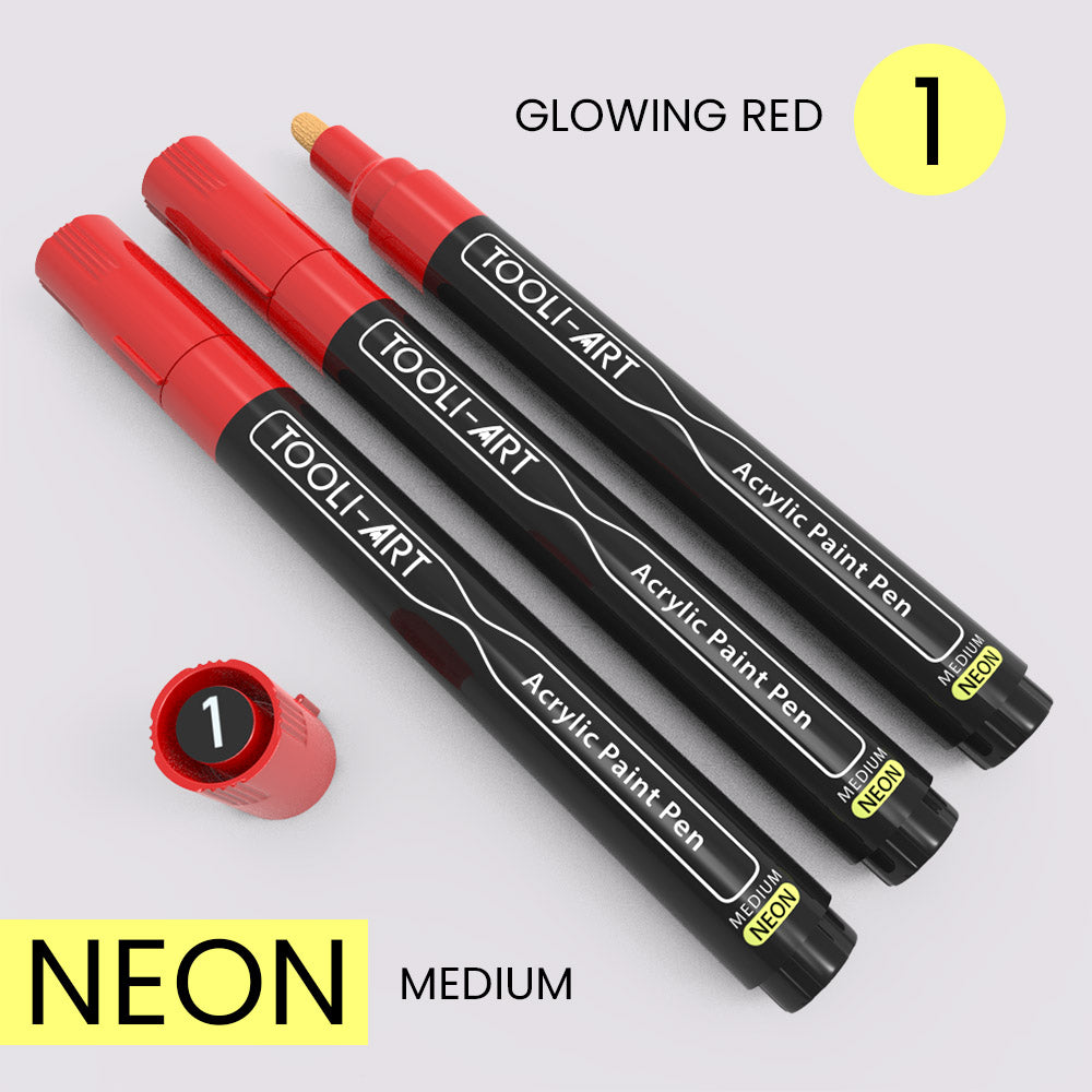 NEON Acrylic Paint Pens 3.0mm MEDIUM Tip: 3-Pack, Your Choice of Any 1 Color