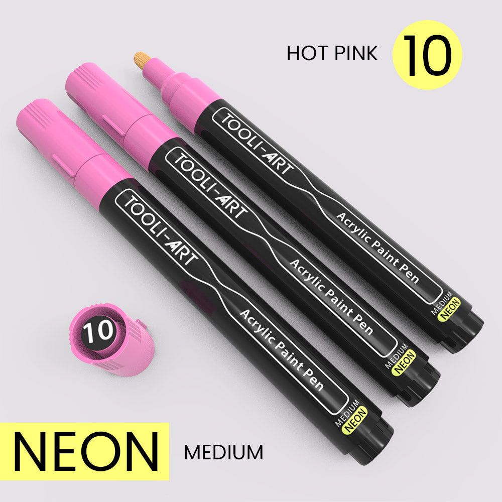 NEON Acrylic Paint Pens 3.0mm MEDIUM Tip: 3-Pack, Your Choice of Any 1 Color