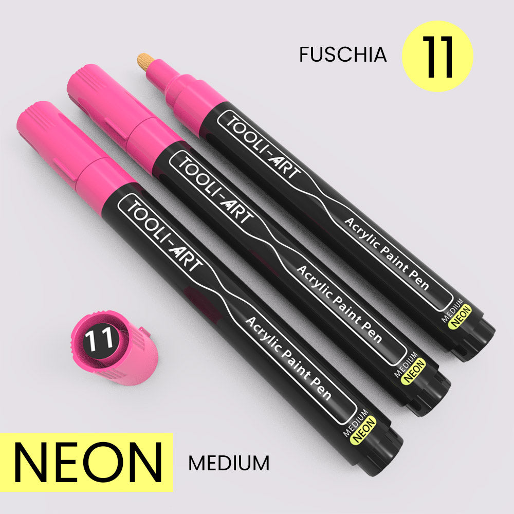 NEON Acrylic Paint Pens 3.0mm MEDIUM Tip: 3-Pack, Your Choice of Any 1 Color