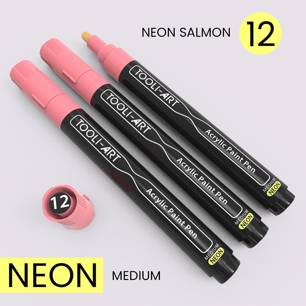 NEON Acrylic Paint Pens 3.0mm MEDIUM Tip: 3-Pack, Your Choice of Any 1 Color