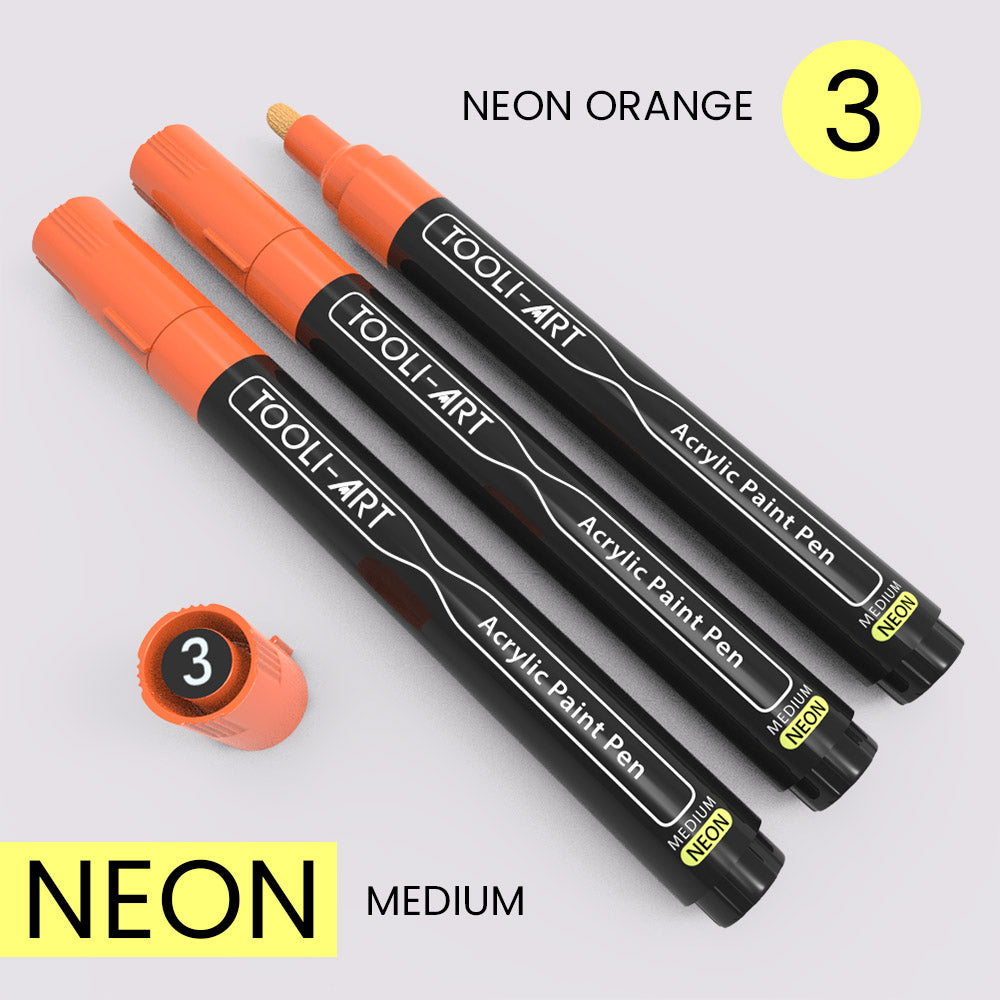 NEON Acrylic Paint Pens 3.0mm MEDIUM Tip: 3-Pack, Your Choice of Any 1 Color