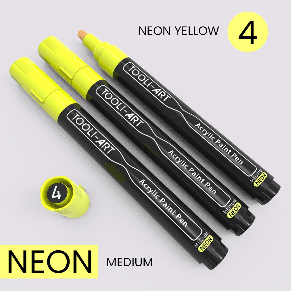 NEON Acrylic Paint Pens 3.0mm MEDIUM Tip: 3-Pack, Your Choice of Any 1 Color