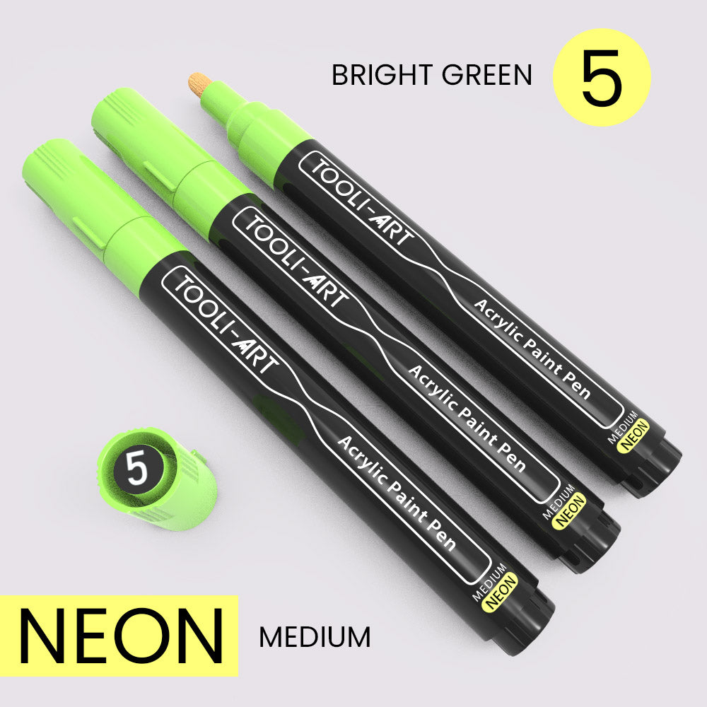 NEON Acrylic Paint Pens 3.0mm MEDIUM Tip: 3-Pack, Your Choice of Any 1 Color