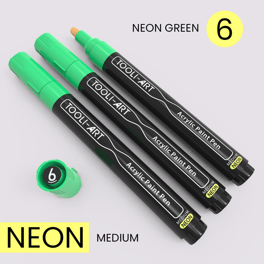 NEON Acrylic Paint Pens 3.0mm MEDIUM Tip: 3-Pack, Your Choice of Any 1 Color