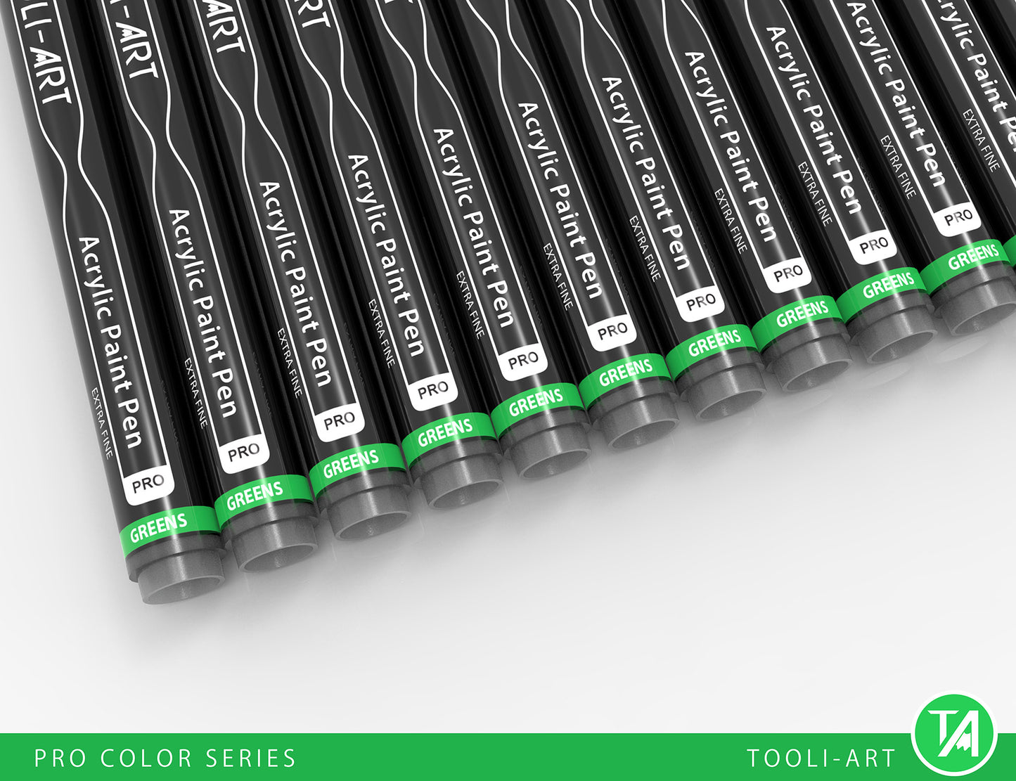 Acrylic Paint Pens 22 Assorted Green Pro Color Series Specialty Markers Set (0.7mm EXTRA FINE)