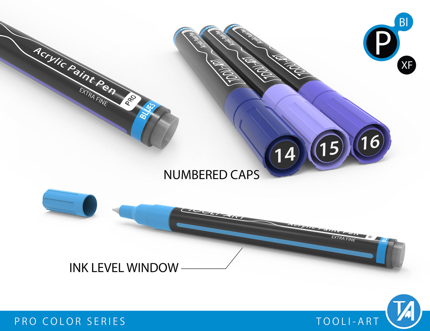 Acrylic Paint Pens 22 Assorted Blue And Purple Pro Color Series Specialty Markers Set (0.7mm EXTRA FINE)