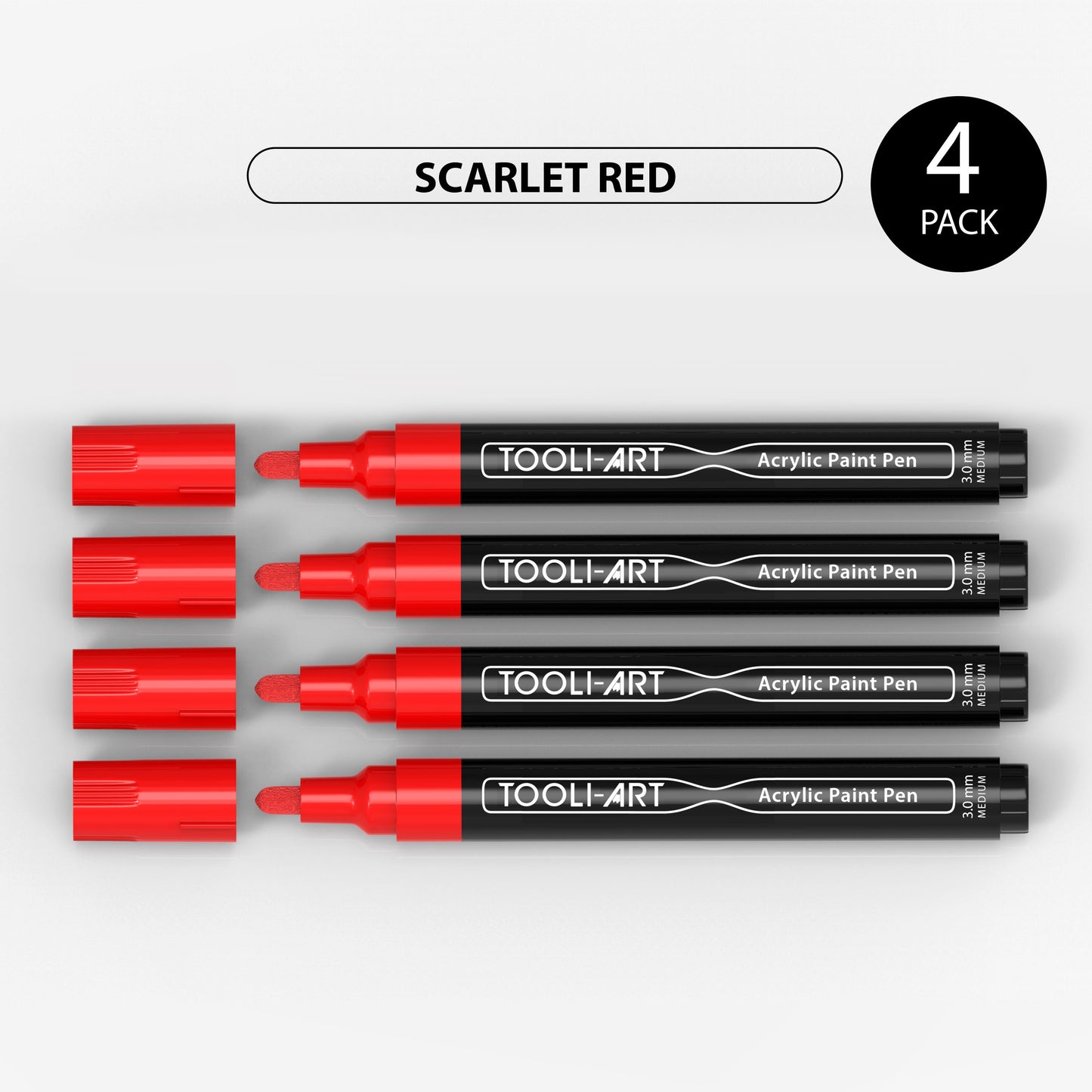 Acrylic Paint Pens 3.0mm MEDIUM Tip: 4-Pack, Your Choice of Any 1 Color