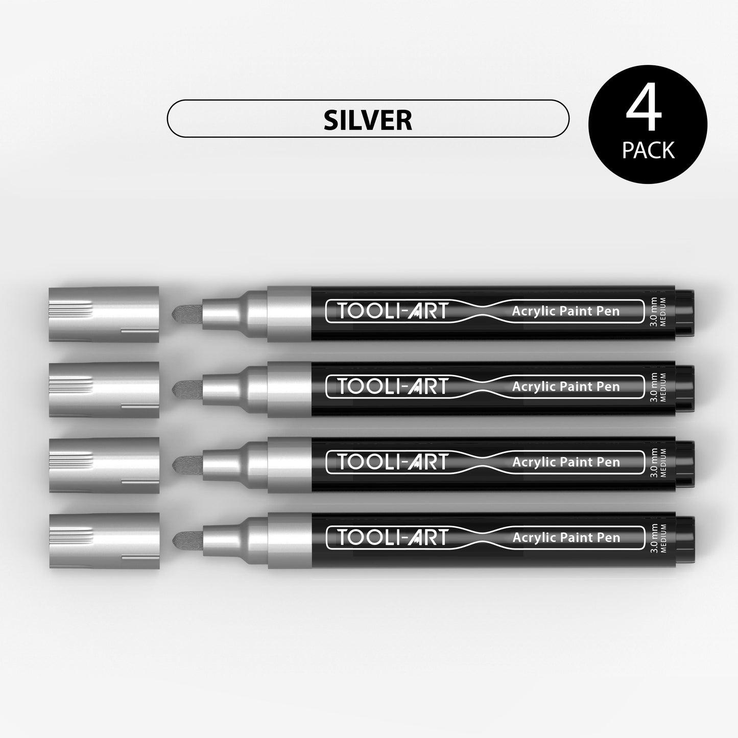 Acrylic Paint Pens 3.0mm MEDIUM Tip: 4-Pack, Your Choice of Any 1 Color