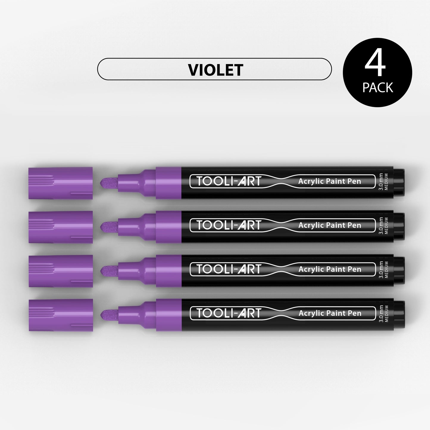 Acrylic Paint Pens 3.0mm MEDIUM Tip: 4-Pack, Your Choice of Any 1 Color