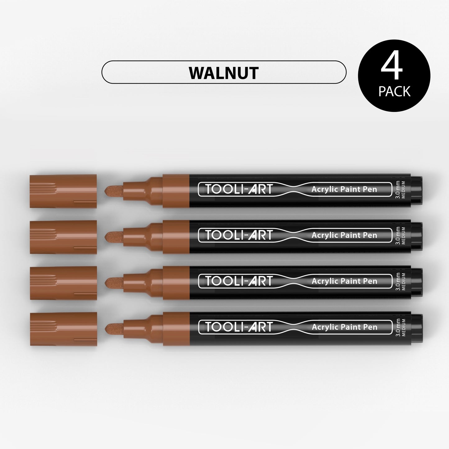 Acrylic Paint Pens 3.0mm MEDIUM Tip: 4-Pack, Your Choice of Any 1 Color