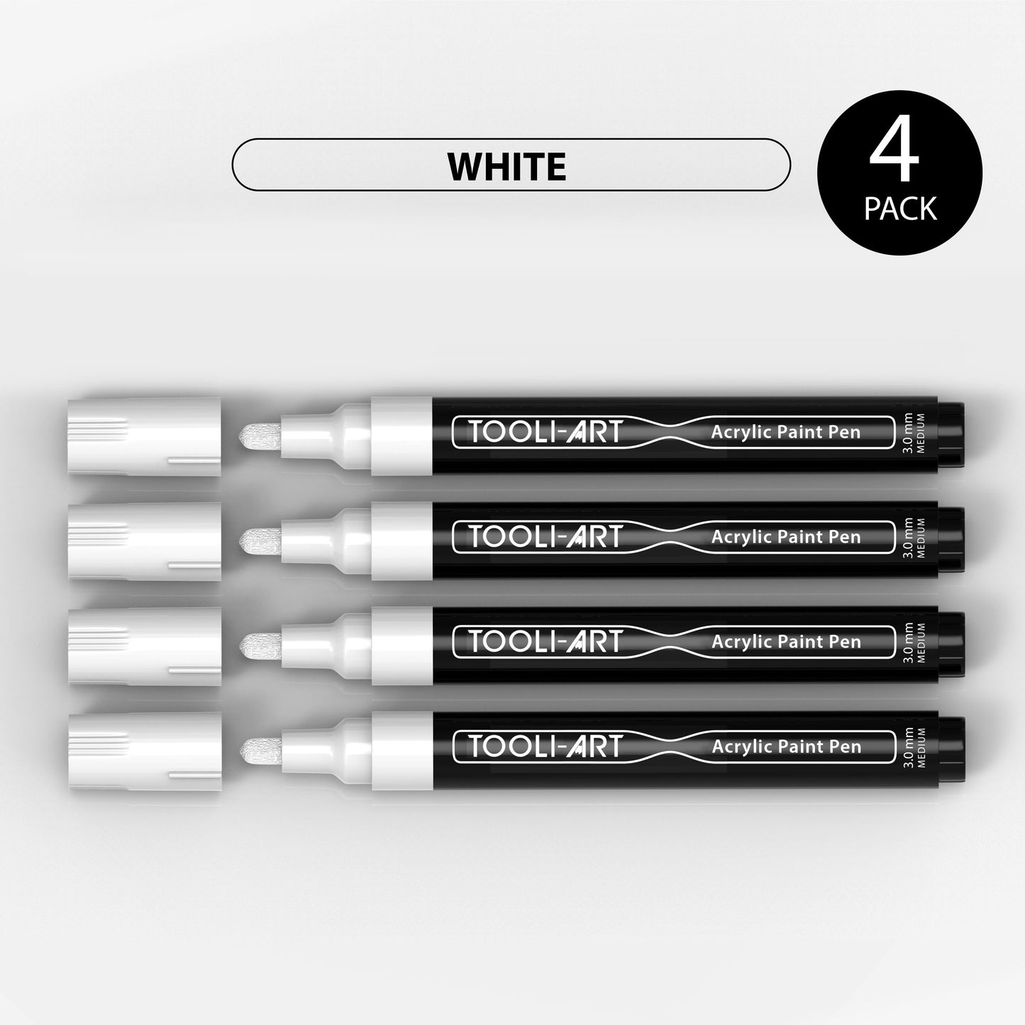 Acrylic Paint Pens 3.0mm MEDIUM Tip: 4-Pack, Your Choice of Any 1 Color