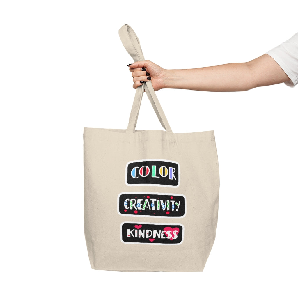 TOOLI-ART Canvas Shopping Tote - COLOR CREATIVITY KINDNESS