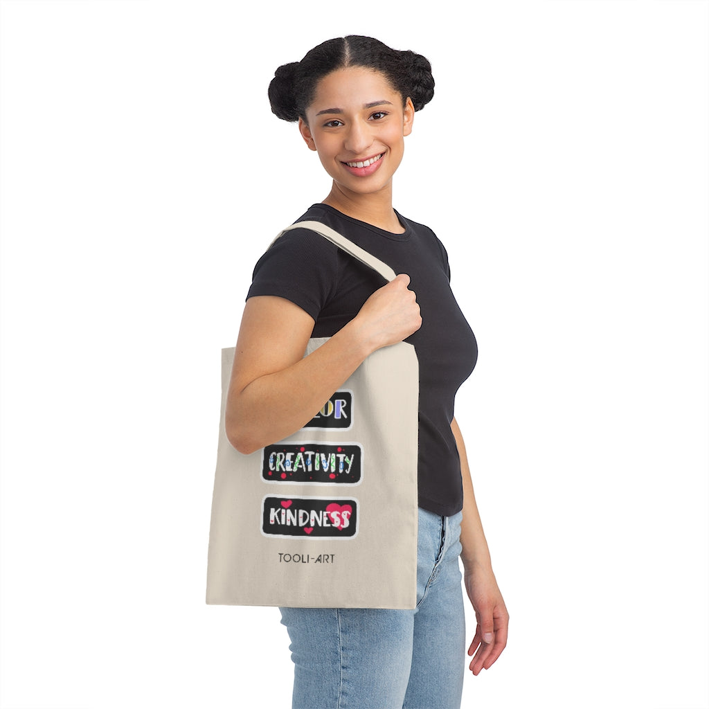 TOOLI-ART Canvas Tote Bag - COLOR CREATIVITY KINDNESS