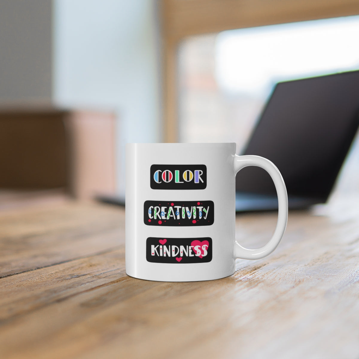 TOOLI-ART Ceramic Mug 11oz - COLOR CREATIVITY KINDNESS