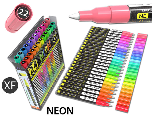 24 Neon Fluorescent Acrylic Paint Pens Special Color Series Markers Set 0.7mm (EXTRA FINE)