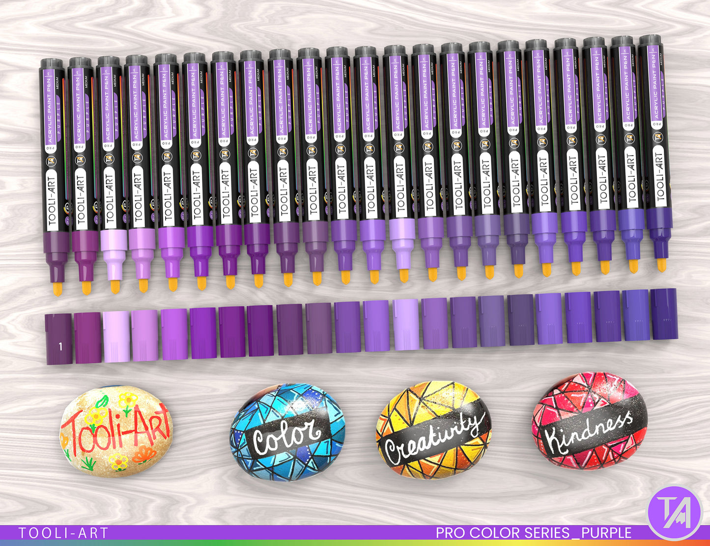 22 Acrylic Paint Pens (PURPLES) Pro Color Series Set (3mm MEDIUM)