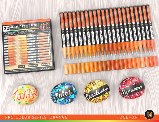 Acrylic Paint Pens 22 Assorted Orange Tones Pro Markers Set 0.7mm Extra Fine