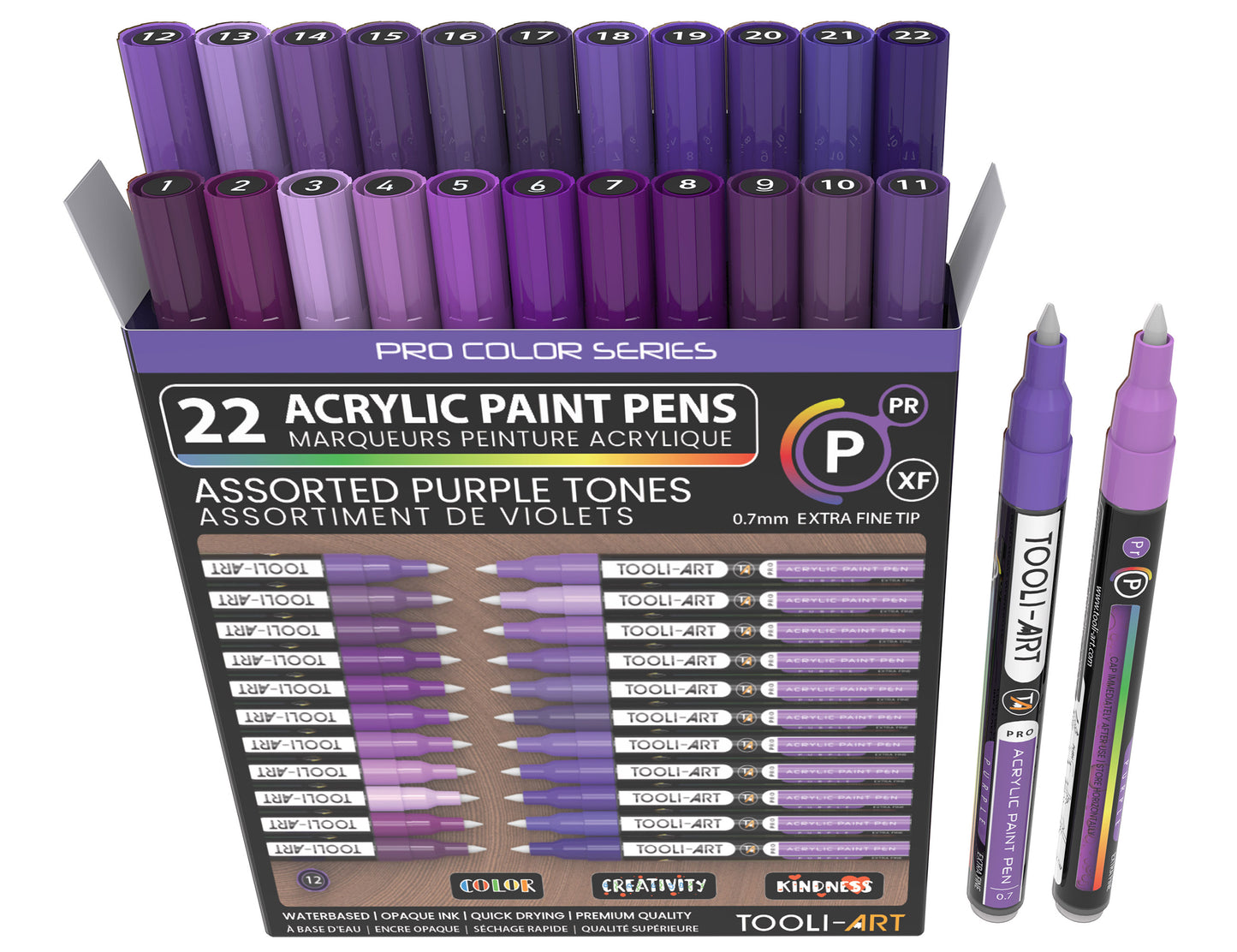 Acrylic Paint Pens 22 Assorted Purple Tones Pro Markers Set 0.7mm Extra Fine