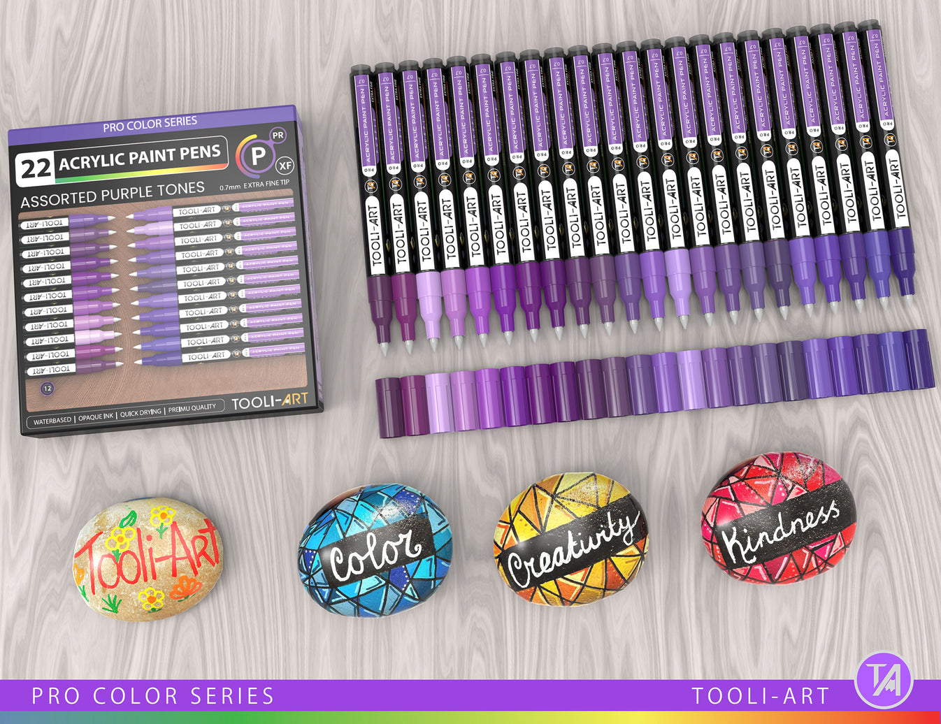 Acrylic Paint Pens 22 Assorted Purple Tones Pro Markers Set 0.7mm Extr ...