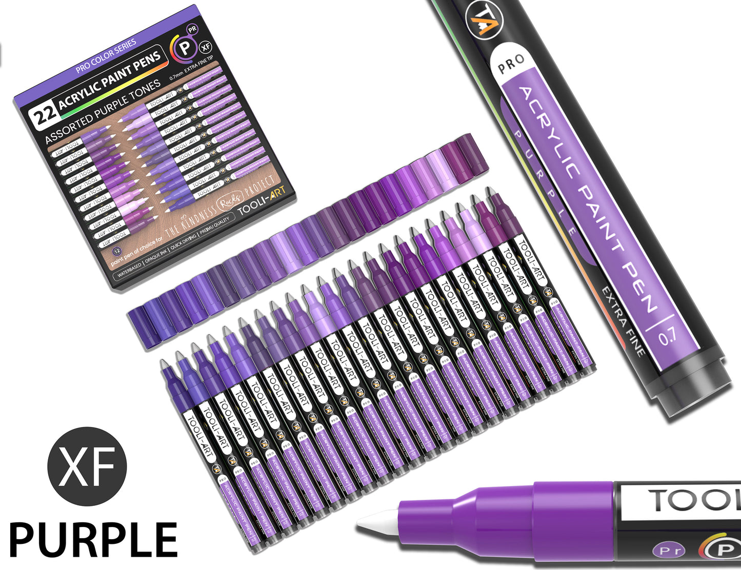 Acrylic Paint Pens 22 Assorted Purple Tones Pro Markers Set 0.7mm Extra Fine