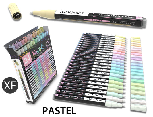 24 Pastel Acrylic Paint Pens Special Color Series Markers Set (0.7mm EXTRA FINE)