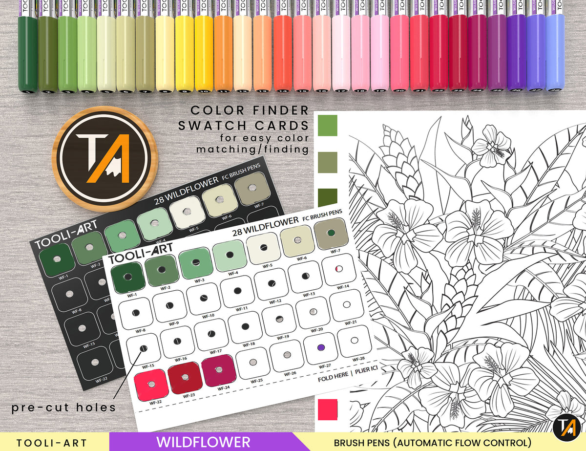 28 Wildflower Colors Flexible Brush Tip Acrylic Paint Pens Automatic Flow Control 1-5mm