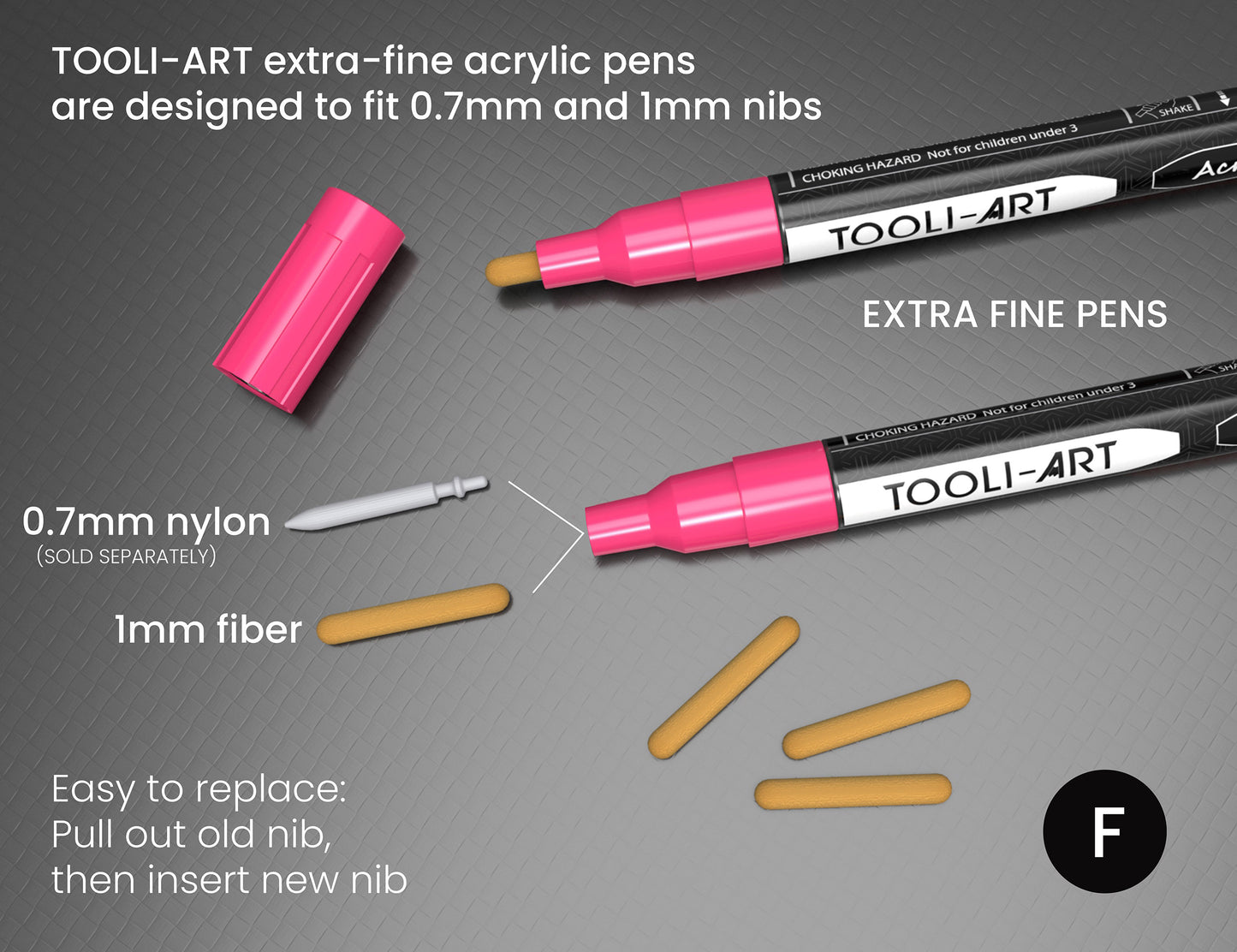 10 Replacement FINE DOUBLE-SIDED ROUND Nibs For Tooli-Art Paint Pens - 1.0MM (FITS EXTRA FINE PENS)