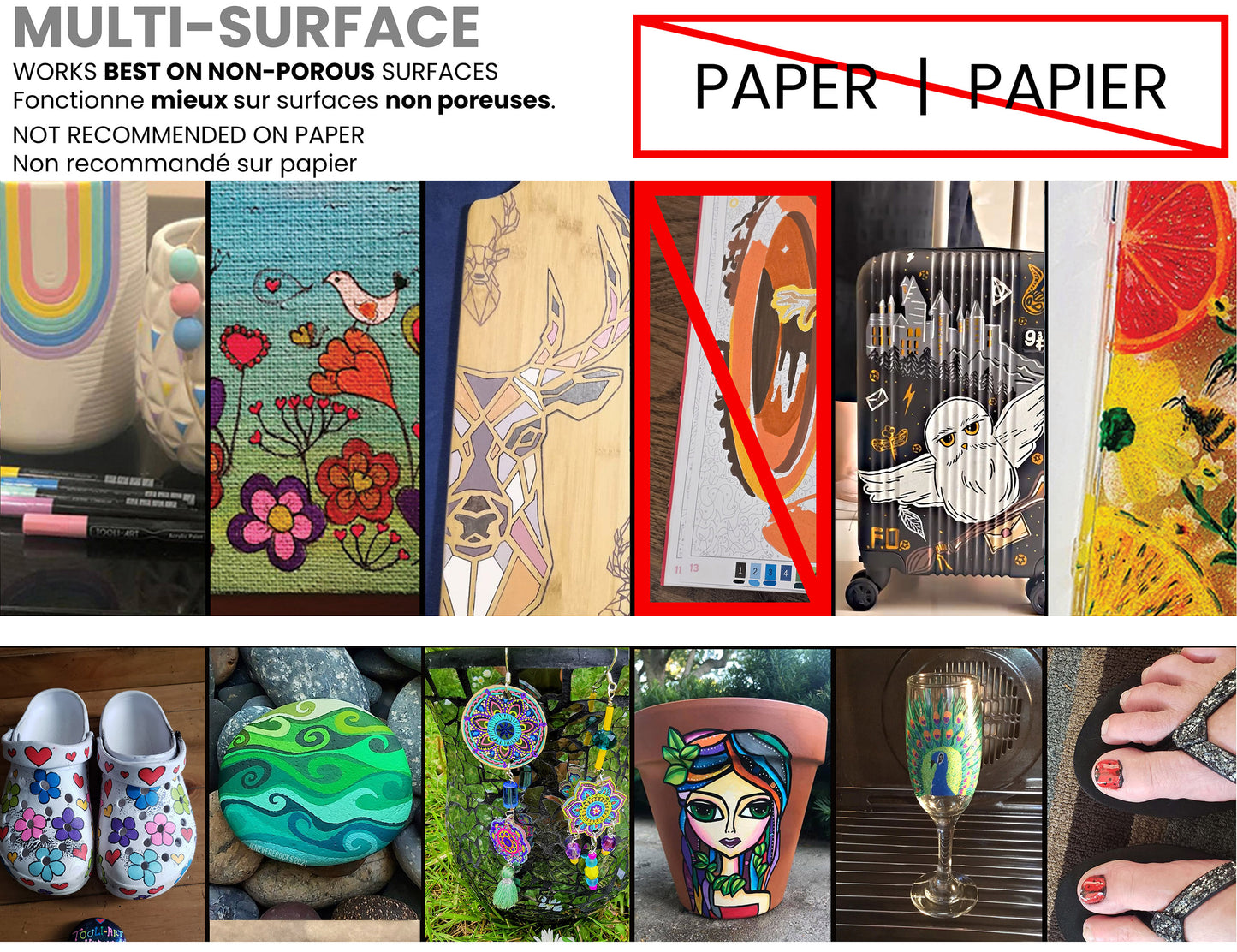 36 Flexible Brush Tip Acrylic Paint Pens Markers Set 1-7mm - Not for paper