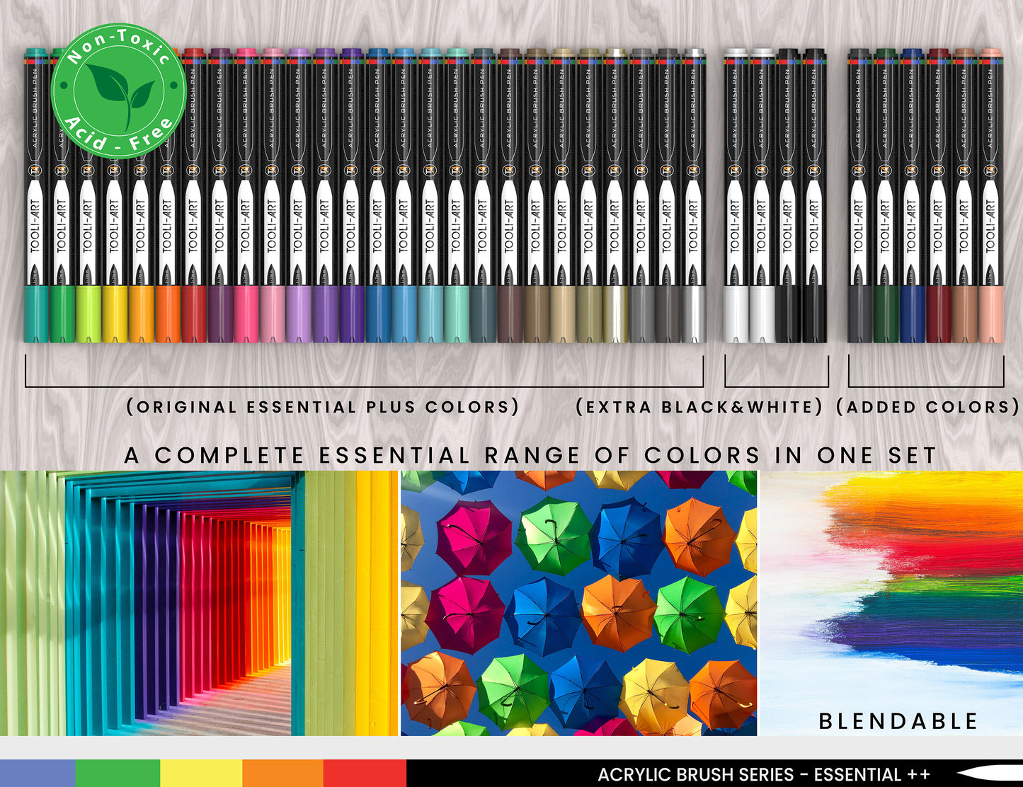 36 Flexible Brush Tip Acrylic Paint Pens Markers Set 1-7mm