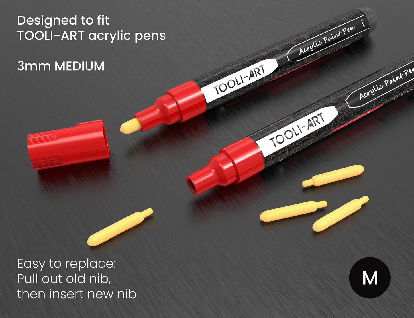 30 Replacement Nibs for TOOLI-ART Medium Tip Paint Pens Acrylic Markers. Polyester Fiber. 3MM. Easy To Replace