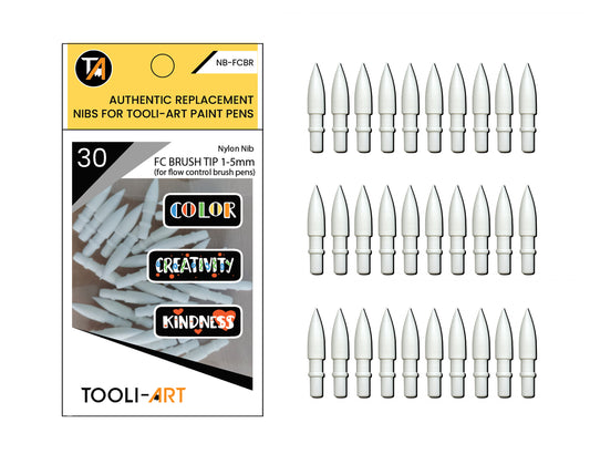 30 Replacement Flexible Brush Nibs. Compatible With TOOLI-ART Flow Control FC Brush Paint Pens Acrylic Markers. Easy To Replace.