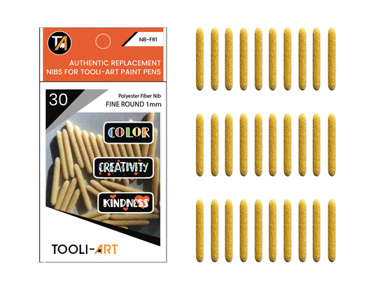 30 Replacement Nibs Double Sided 1mm Round. Compatible With TOOLI-ART Fine Tip Paint Pens Acrylic Markers. Polyester Fiber. Easy To Replace