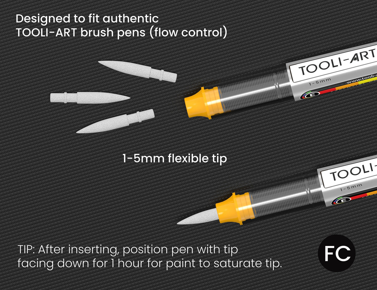 30 Replacement Flexible Brush Nibs. Compatible With TOOLI-ART Flow Control FC Brush Paint Pens Acrylic Markers. Easy To Replace.