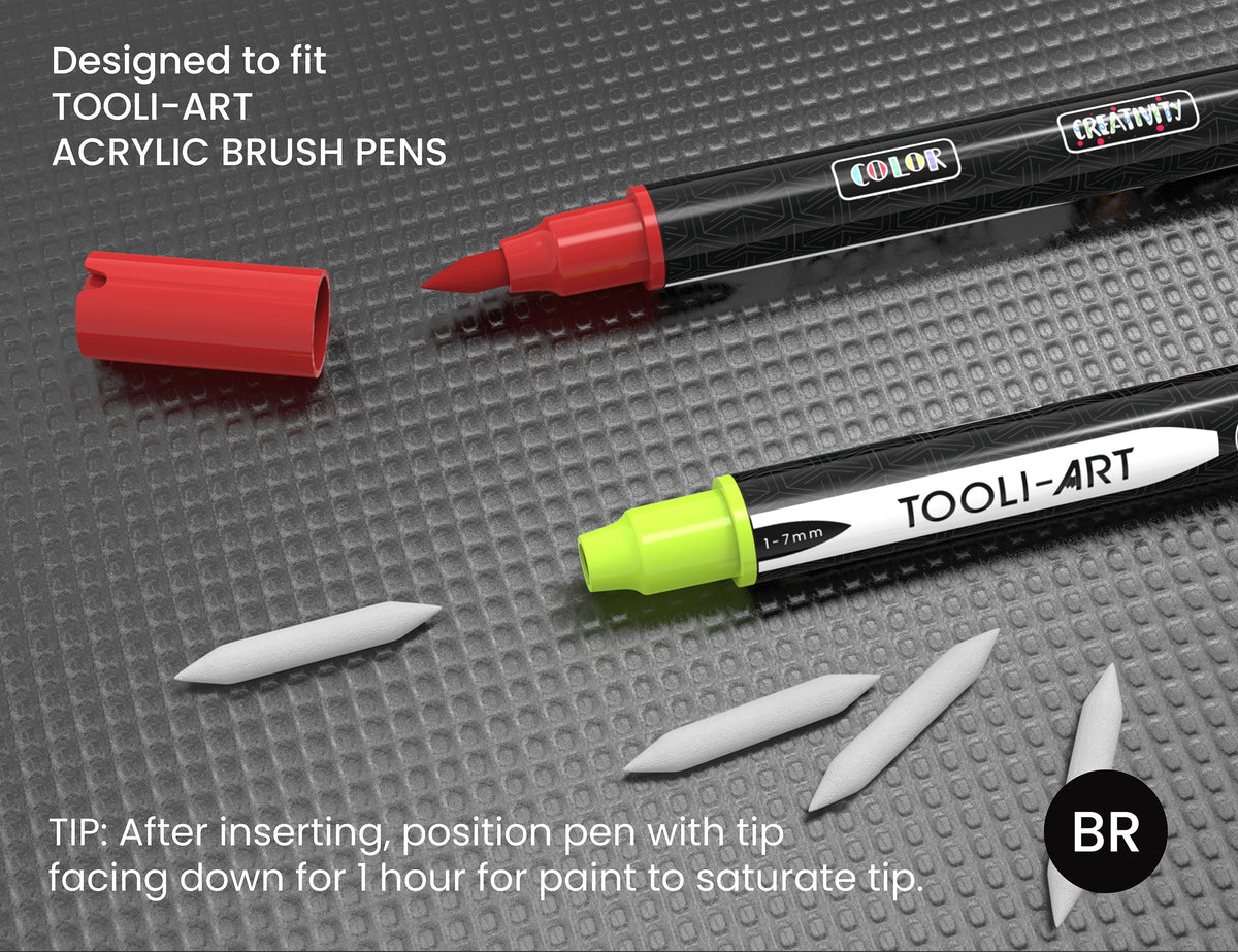 10 Replacement POINTED BRUSH Nibs For Tooli-Art Brush Paint Pens