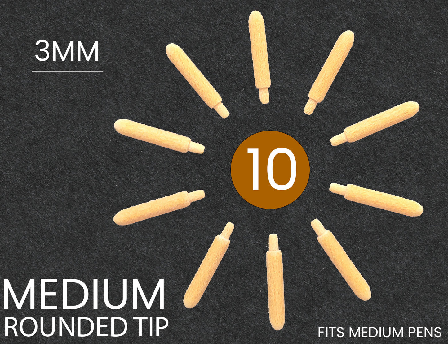 10 Replacement ROUND Fiber Nibs For Tooli-Art Medium Paint Pens