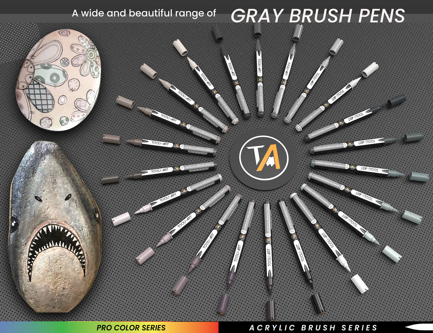22 Flexible Brush Tip Acrylic Paint Pens Markers Set 1-7mm (GRAY)