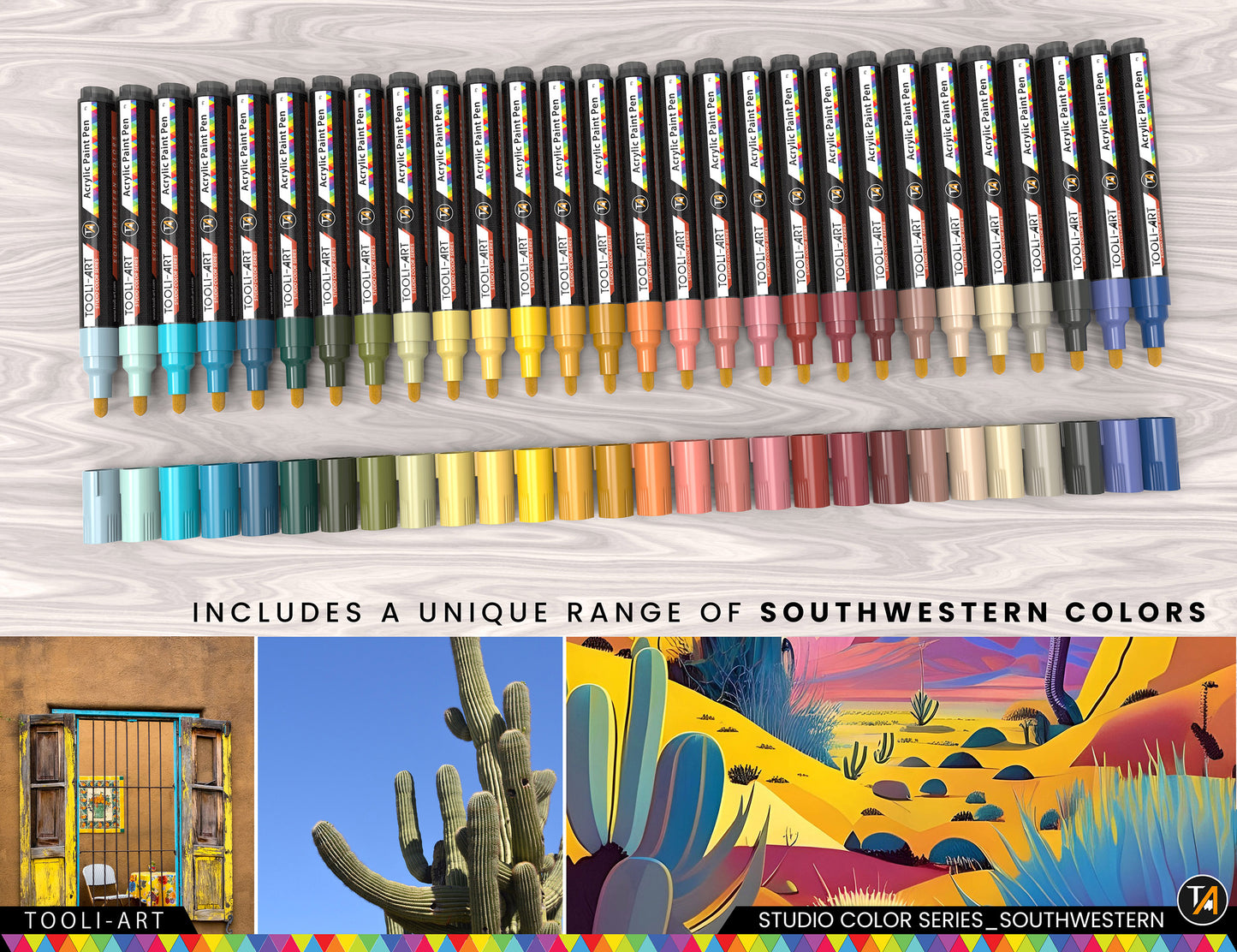 28 Southwestern Colors Acrylic Paint Pens Studio Color Series Markers Set 3mm Medium