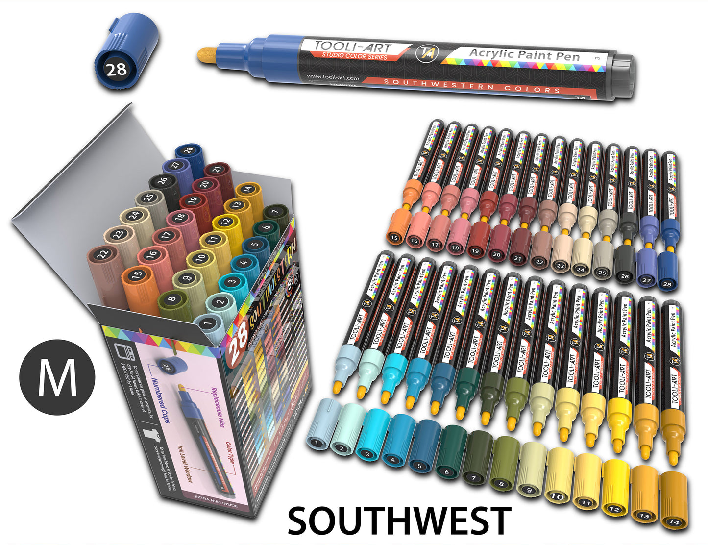 28 Southwestern Colors Acrylic Paint Pens Studio Color Series Markers Set 3mm Medium