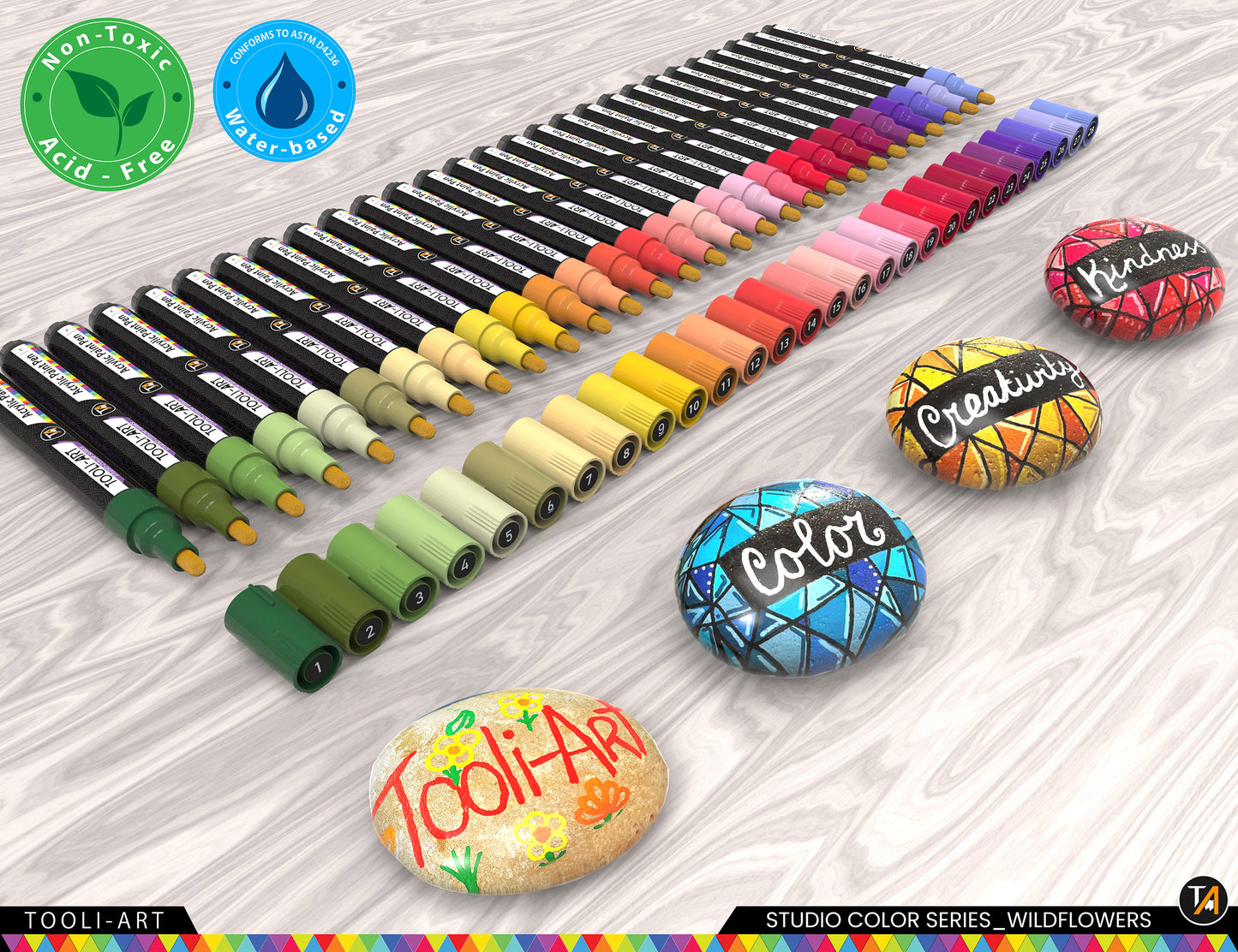 28 Wildflower Colors Acrylic Paint Pens Studio Color Series Markers Set 3mm Medium