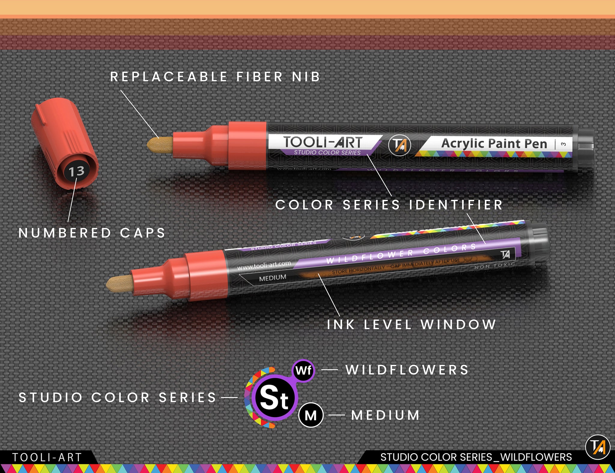 28 Wildflower Colors Acrylic Paint Pens Studio Color Series Markers Se