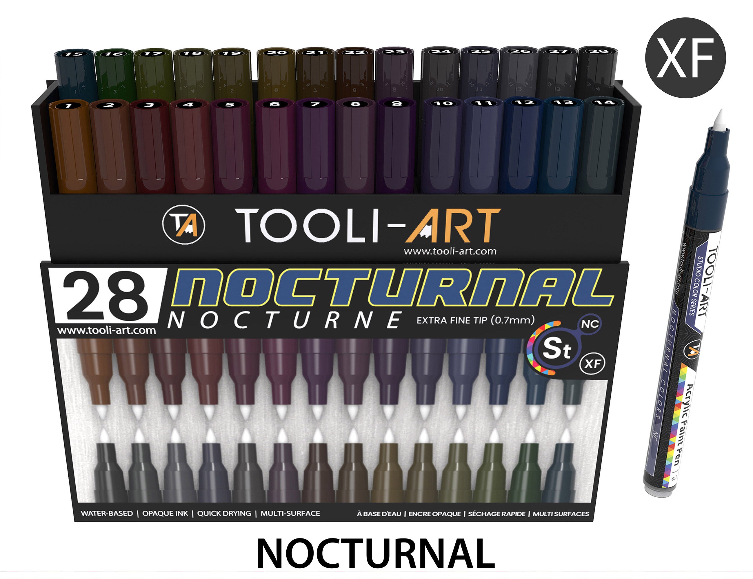 28 Dark Nocturnal Colors Acrylic Paint Pens Studio Color Series