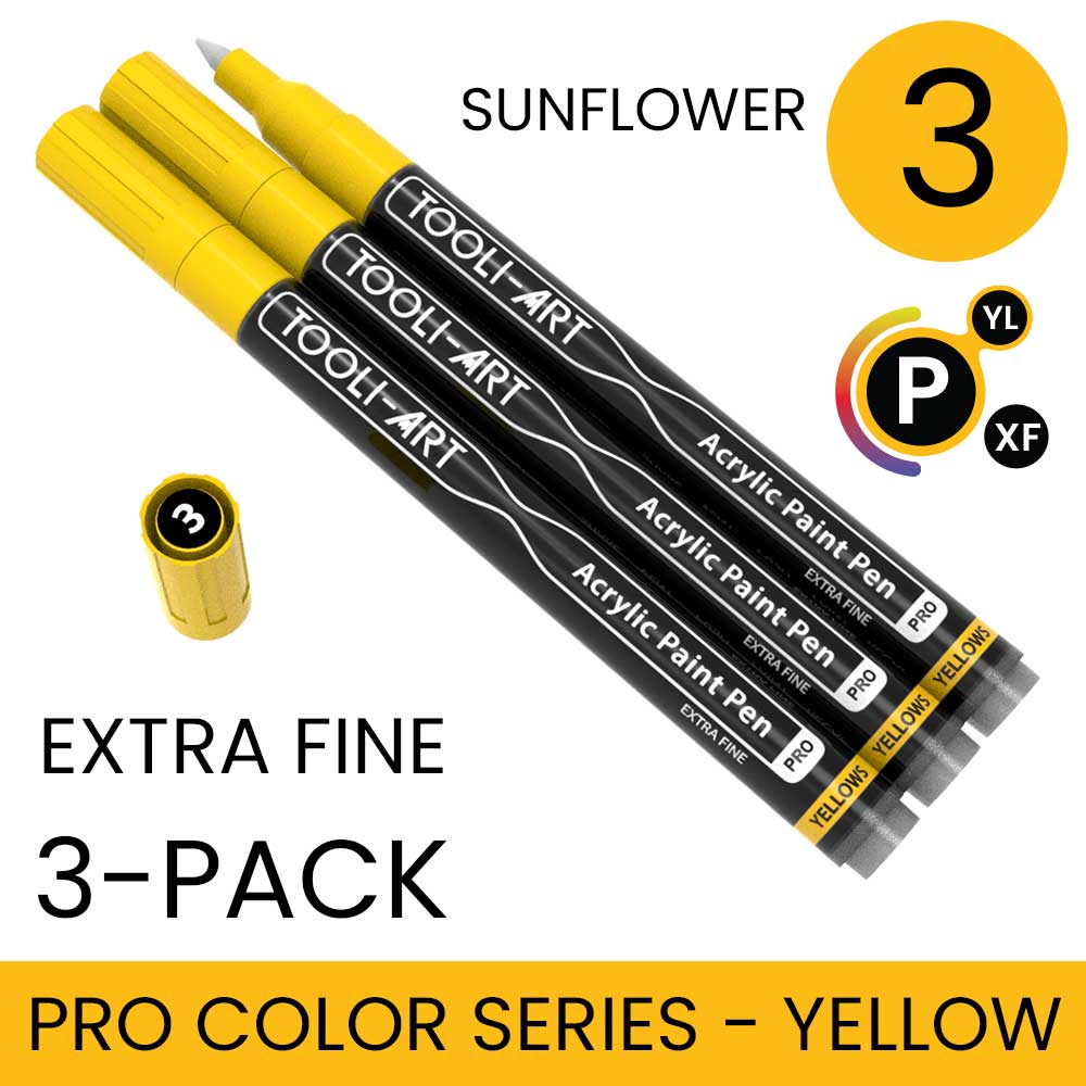 PRO COLOR SERIES - YELLOW - EXTRA-FINE: 3-Pack, Your Choice of Any 1 Color