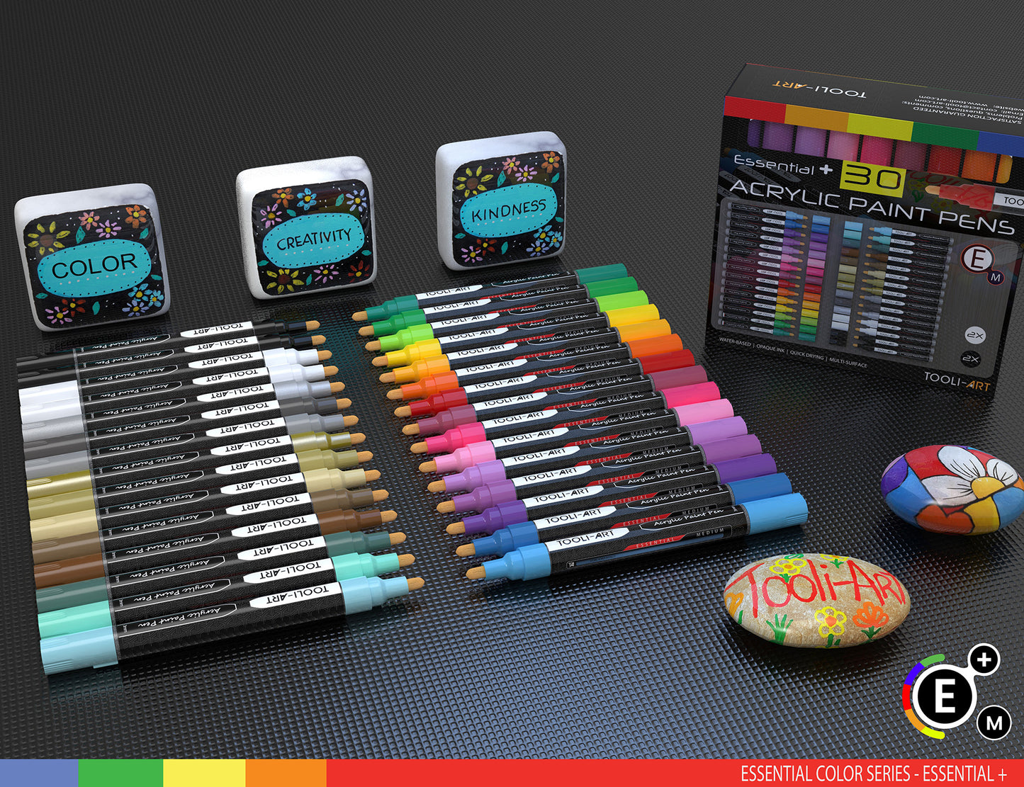(NEW FORMULA!) 30 Essential Acrylic Paint Pens Assorted Color Set (3mm MEDIUM)