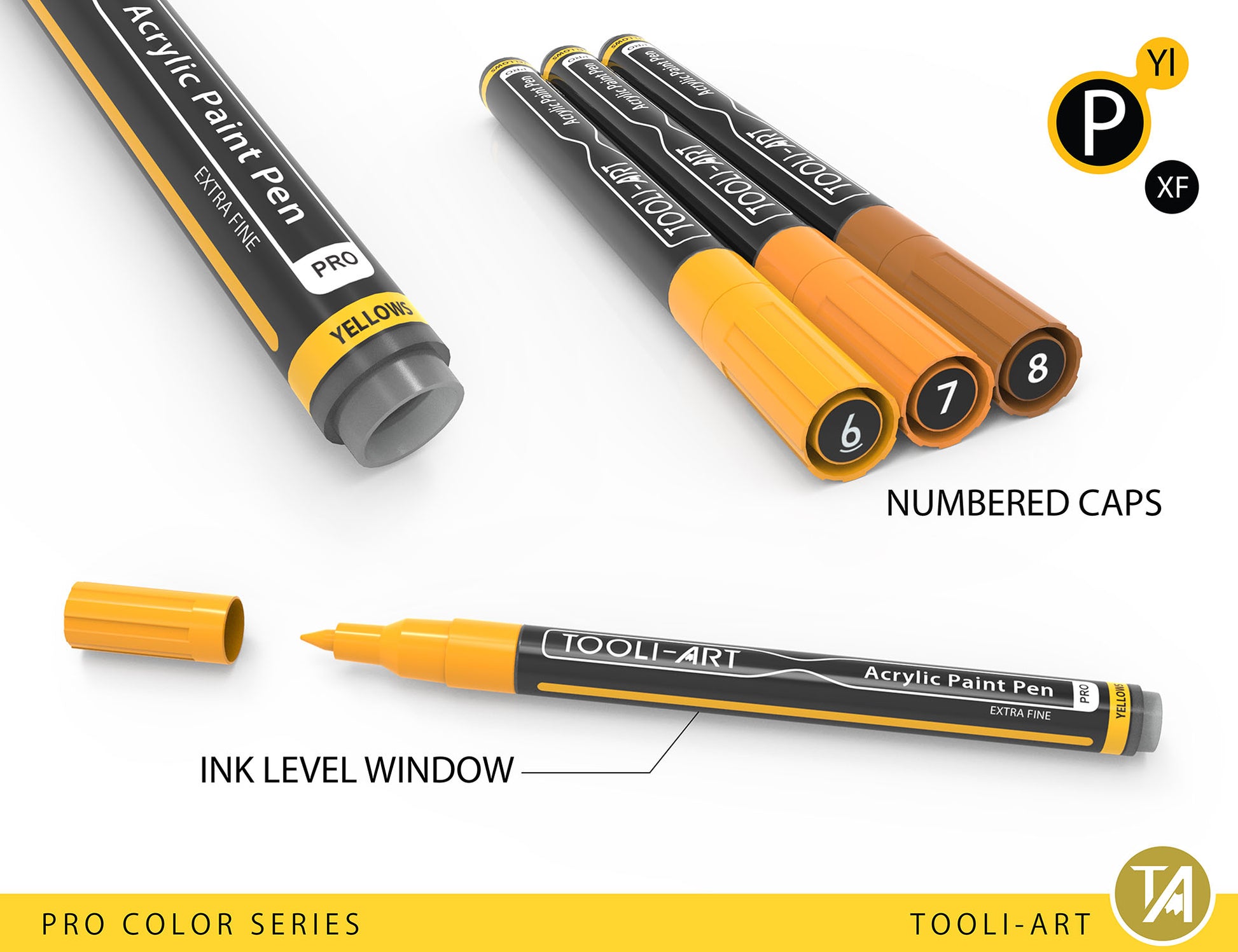 Tooli-Art Acrylic Paint Pens 22 Set Pro Color Series Green Medium